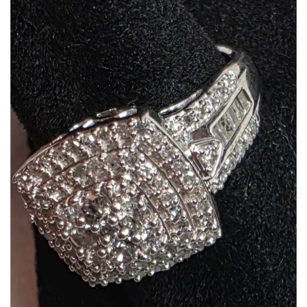 Cushion Cut 1.00 ct Natural Diamond Sterling Silver Designer Ring 356691 Sz 7